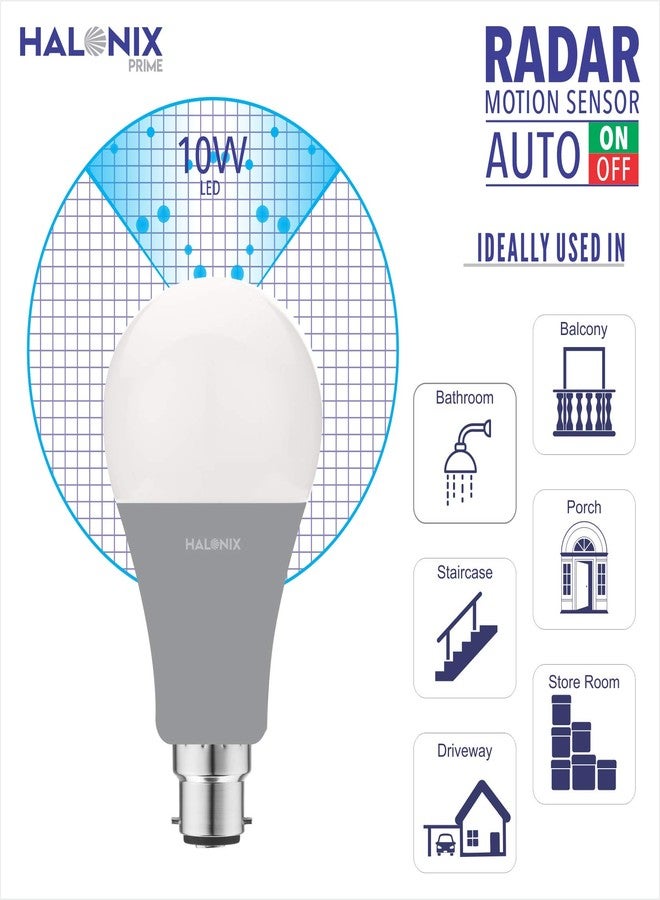 Halonix 10W Motion Sensor Led bulb | Color-6500K White | Auto on- Auto Off light | Motion sensor light | Pack of 1 | b22d - Image 3